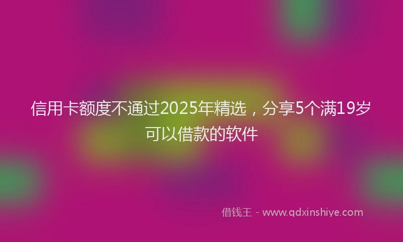 信用卡额度不通过2025年精选，分享5个满19岁可以借款的软件