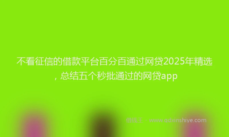不看征信的借款平台百分百通过网贷2025年精选，总结五个秒批通过的网贷app