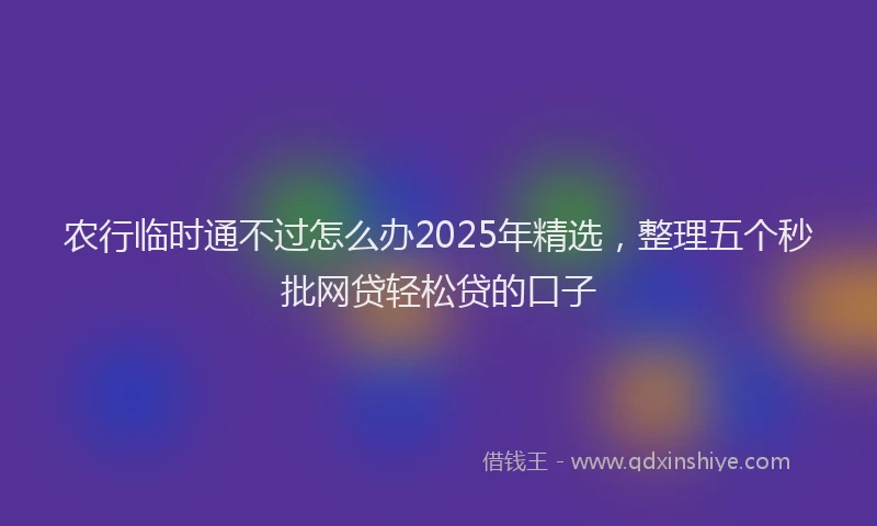 农行临时通不过怎么办2025年精选，整理五个秒批网贷轻松贷的口子