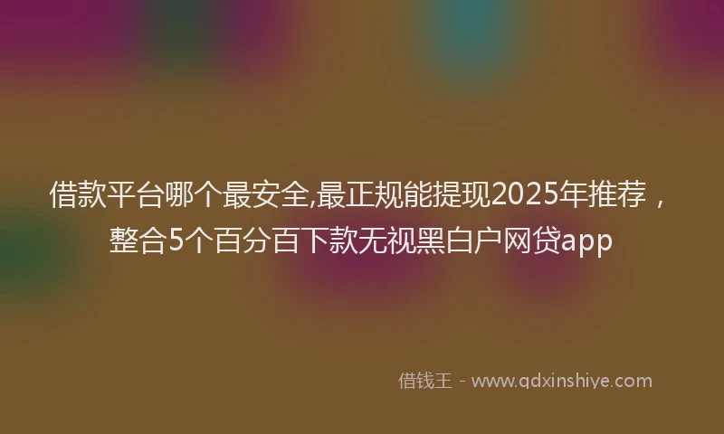 借款平台哪个最安全,最正规能提现2025年推荐，整合5个百分百下款无视黑白户网贷app