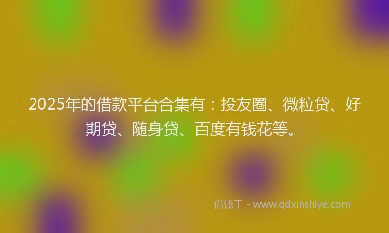 2025年的借款平台合集有：投友圈、微粒贷、好期贷、随身贷、百度有钱花等。