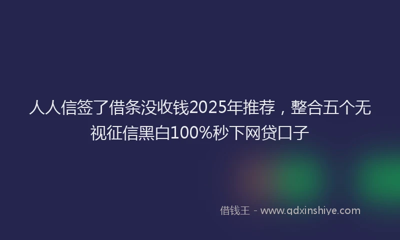 人人信签了借条没收钱2025年推荐，整合五个无视征信黑白100%秒下网贷口子