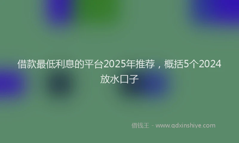 借款最低利息的平台2025年推荐，概括5个2024放水口子