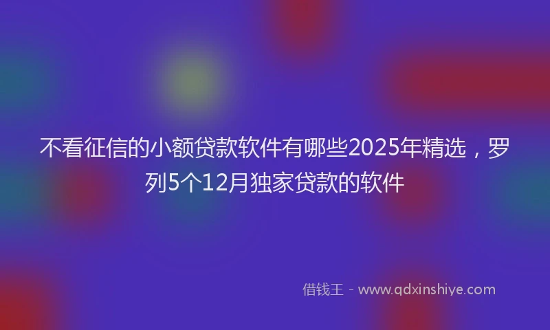 不看征信的小额贷款软件有哪些2025年精选，罗列5个12月独家贷款的软件