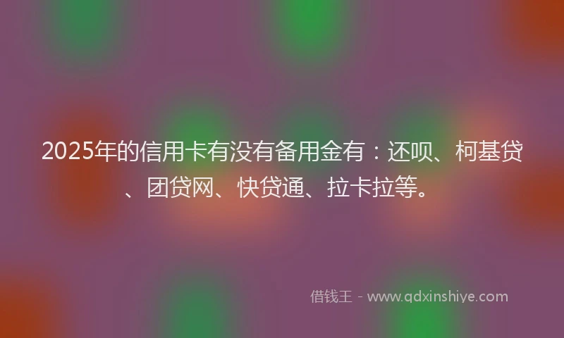 2025年的信用卡有没有备用金有：还呗、柯基贷、团贷网、快贷通、拉卡拉等。