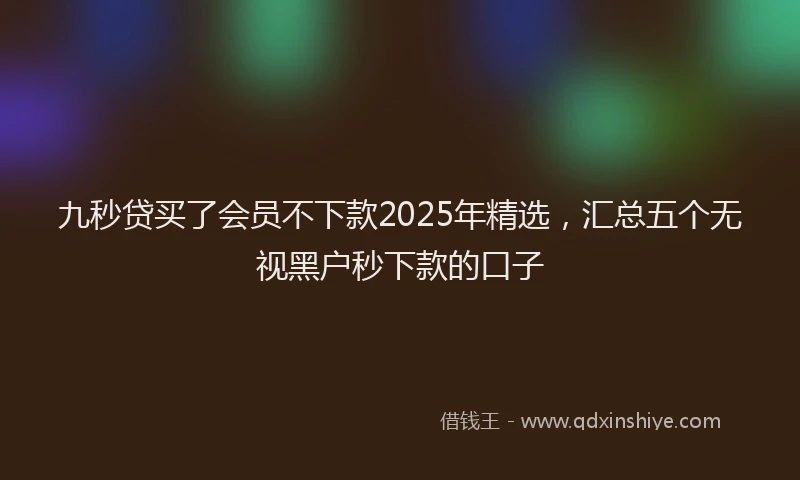九秒贷买了会员不下款2025年精选，汇总五个无视黑户秒下款的口子