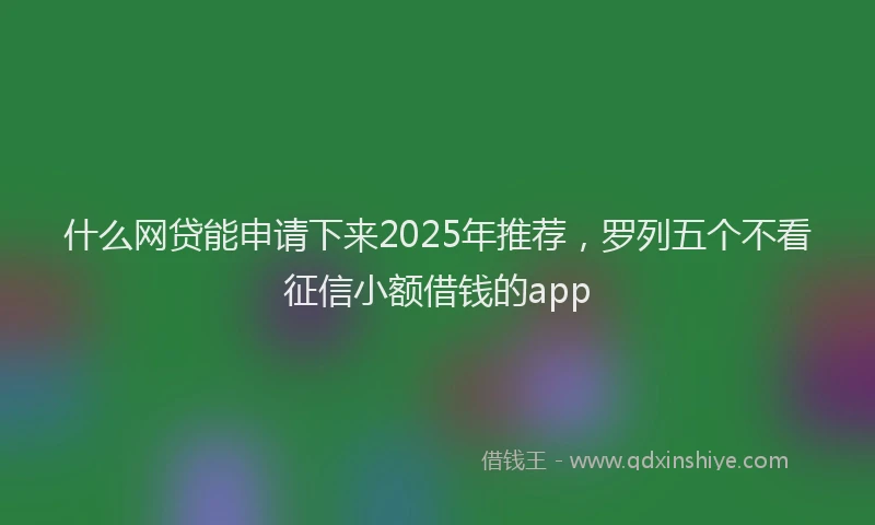 什么网贷能申请下来2025年推荐，罗列五个不看征信小额借钱的app