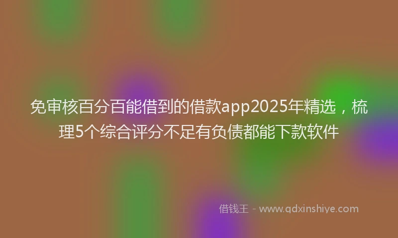 免审核百分百能借到的借款app2025年精选，梳理5个综合评分不足有负债都能下款软件