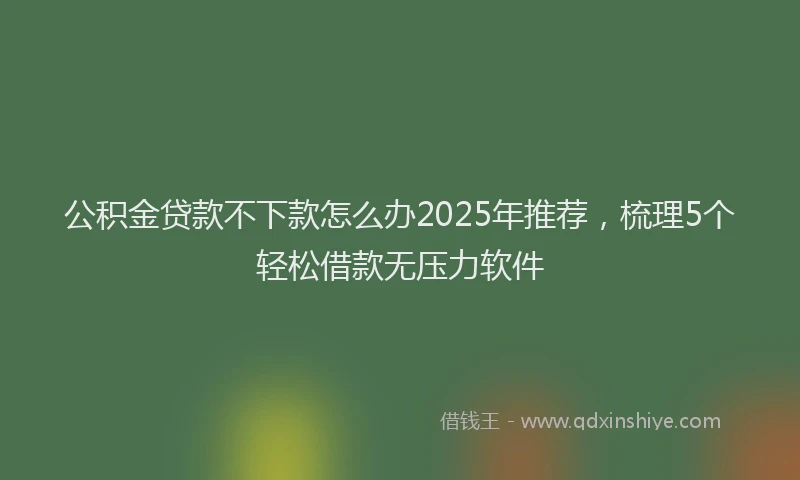 公积金贷款不下款怎么办2025年推荐，梳理5个轻松借款无压力软件