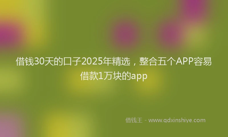 借钱30天的口子2025年精选，整合五个APP容易借款1万块的app