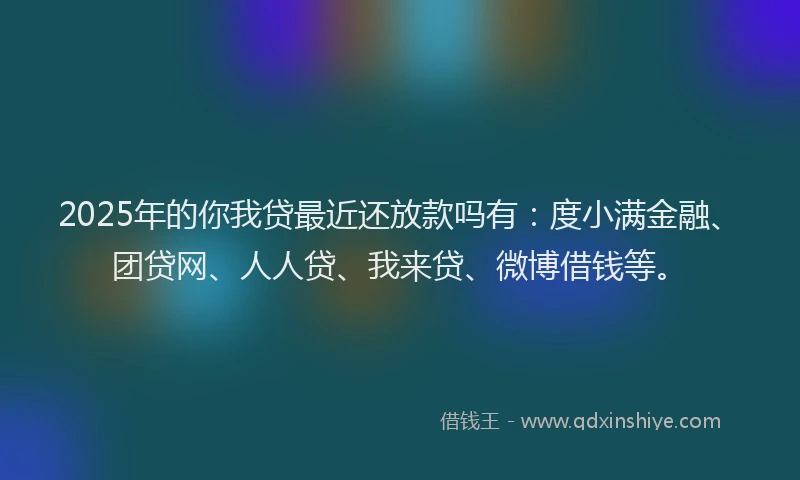 2025年的你我贷最近还放款吗有：度小满金融、团贷网、人人贷、我来贷、微博借钱等。