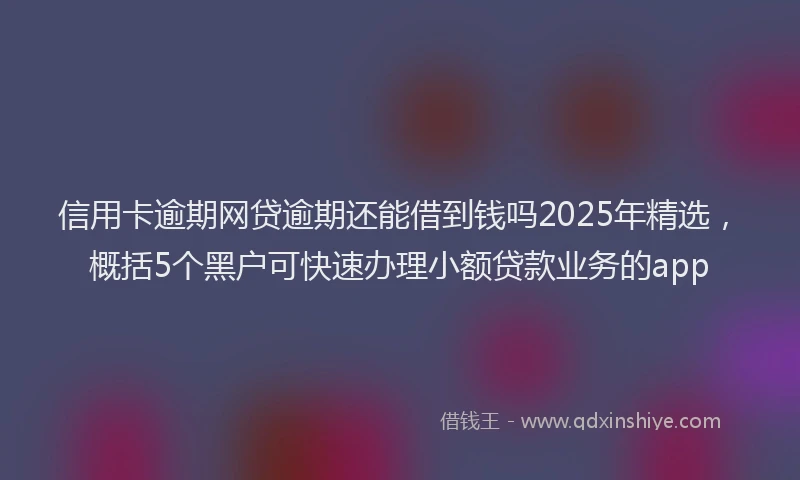 信用卡逾期网贷逾期还能借到钱吗2025年精选，概括5个黑户可快速办理小额贷款业务的app