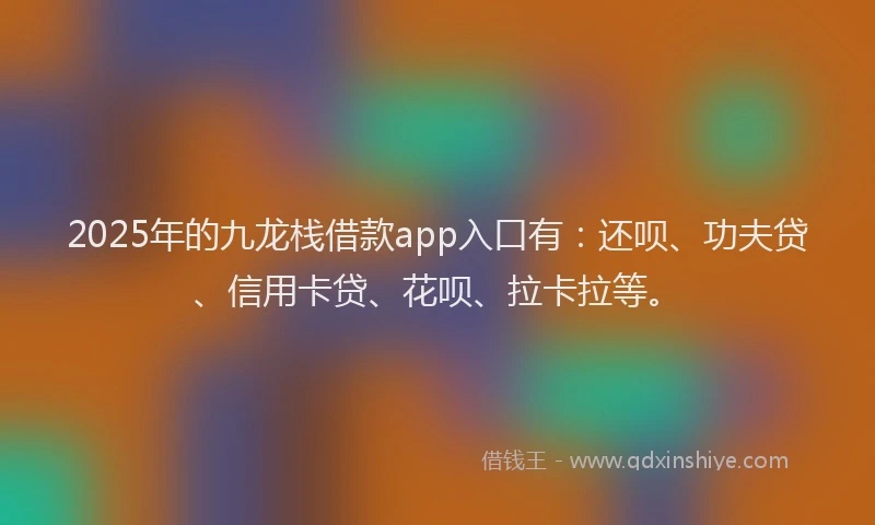2025年的九龙栈借款app入口有：还呗、功夫贷、信用卡贷、花呗、拉卡拉等。