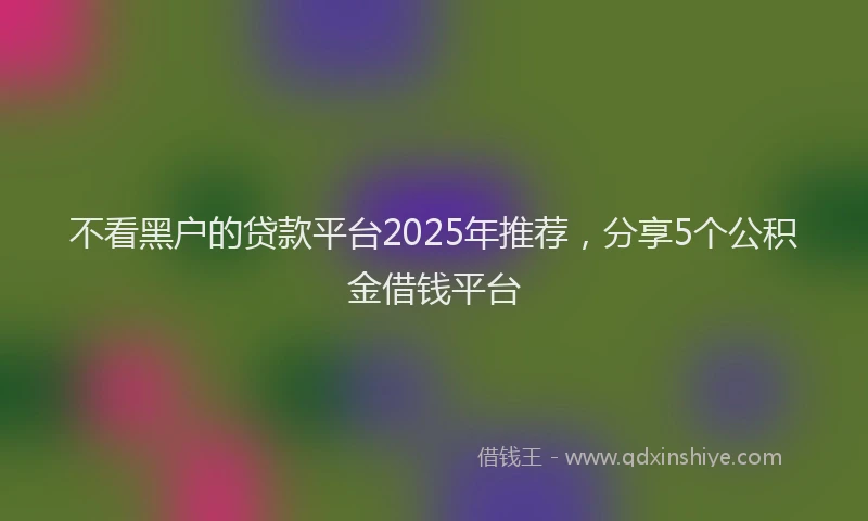 不看黑户的贷款平台2025年推荐，分享5个公积金借钱平台