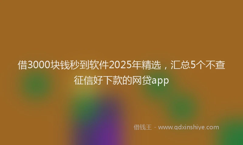 借3000块钱秒到软件2025年精选，汇总5个不查征信好下款的网贷app