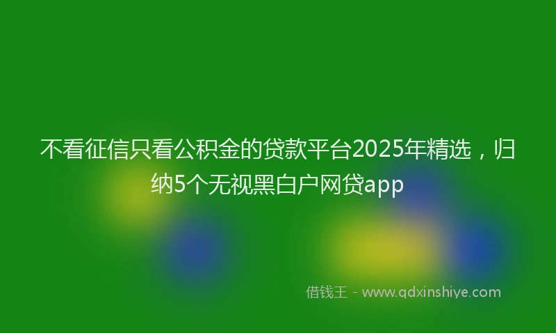 不看征信只看公积金的贷款平台2025年精选，归纳5个无视黑白户网贷app