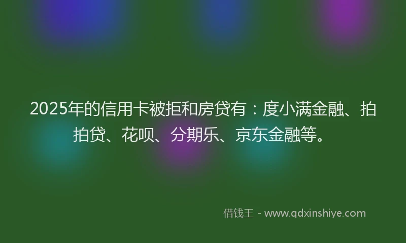 2025年的信用卡被拒和房贷有：度小满金融、拍拍贷、花呗、分期乐、京东金融等。