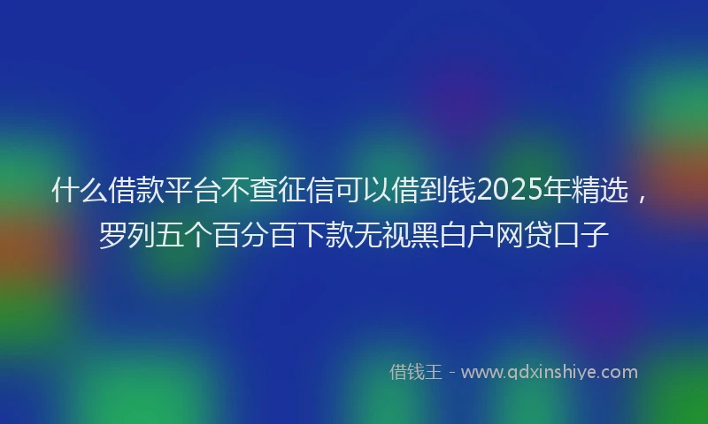 什么借款平台不查征信可以借到钱2025年精选，罗列五个百分百下款无视黑白户网贷口子
