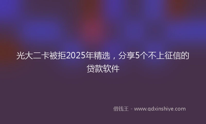 光大二卡被拒2025年精选，分享5个不上征信的贷款软件