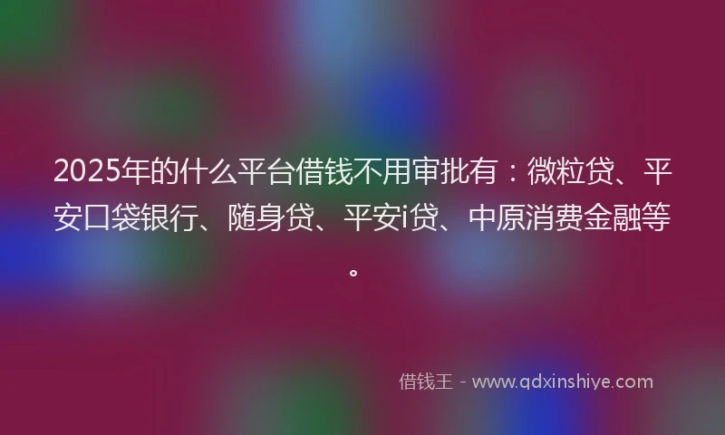 2025年的什么平台借钱不用审批有：微粒贷、平安口袋银行、随身贷、平安i贷、中原消费金融等。