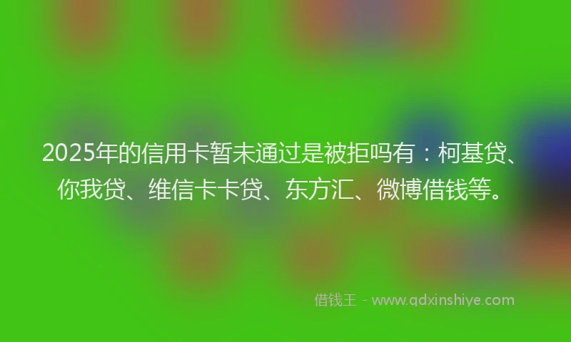 2025年的信用卡暂未通过是被拒吗有：柯基贷、你我贷、维信卡卡贷、东方汇、微博借钱等。