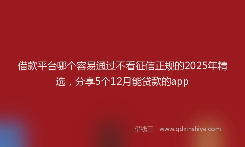 借款平台哪个容易通过不看征信正规的2025年精选，分享5个12月能贷款的app