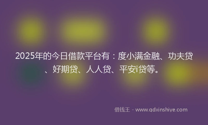 2025年的今日借款平台有：度小满金融、功夫贷、好期贷、人人贷、平安i贷等。