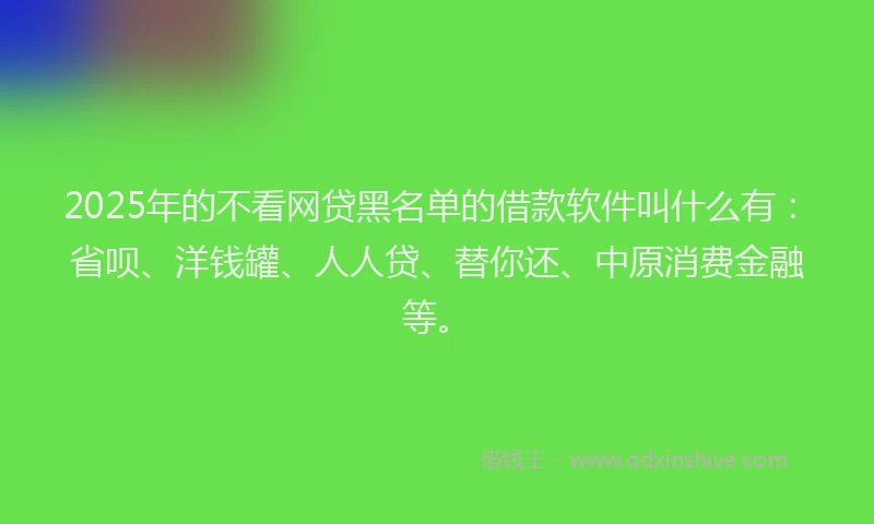 2025年的不看网贷黑名单的借款软件叫什么有：省呗、洋钱罐、人人贷、替你还、中原消费金融等。