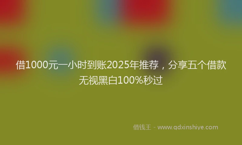借1000元一小时到账2025年推荐，分享五个借款无视黑白100%秒过