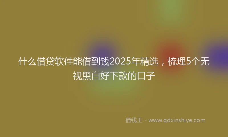 什么借贷软件能借到钱2025年精选，梳理5个无视黑白好下款的口子