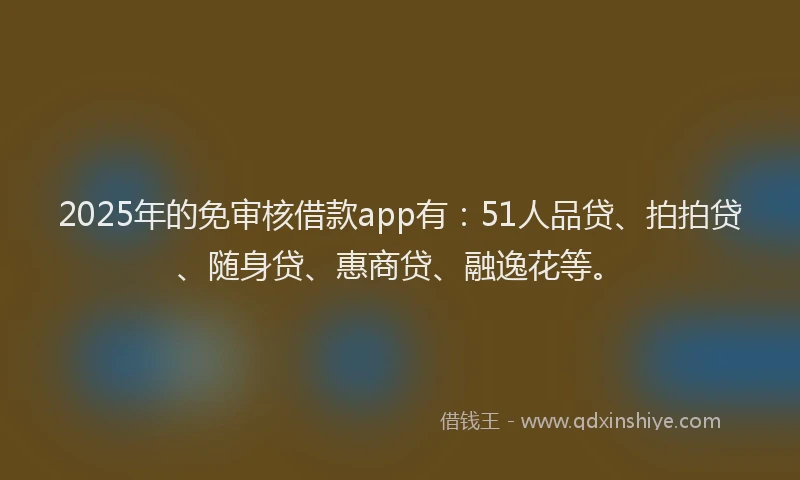 2025年的免审核借款app有：51人品贷、拍拍贷、随身贷、惠商贷、融逸花等。