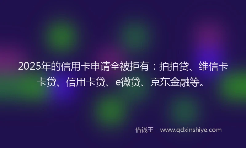 2025年的信用卡申请全被拒有：拍拍贷、维信卡卡贷、信用卡贷、e微贷、京东金融等。