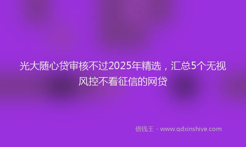 光大随心贷审核不过2025年精选，汇总5个无视风控不看征信的网贷