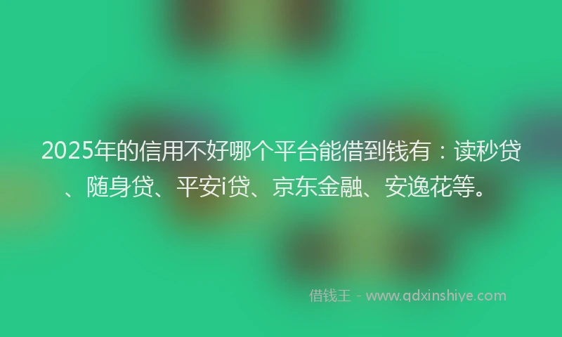 2025年的信用不好哪个平台能借到钱有：读秒贷、随身贷、平安i贷、京东金融、安逸花等。