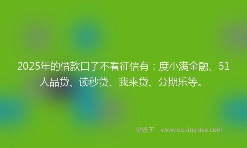 2025年的借款口子不看征信有：度小满金融、51人品贷、读秒贷、我来贷、分期乐等。