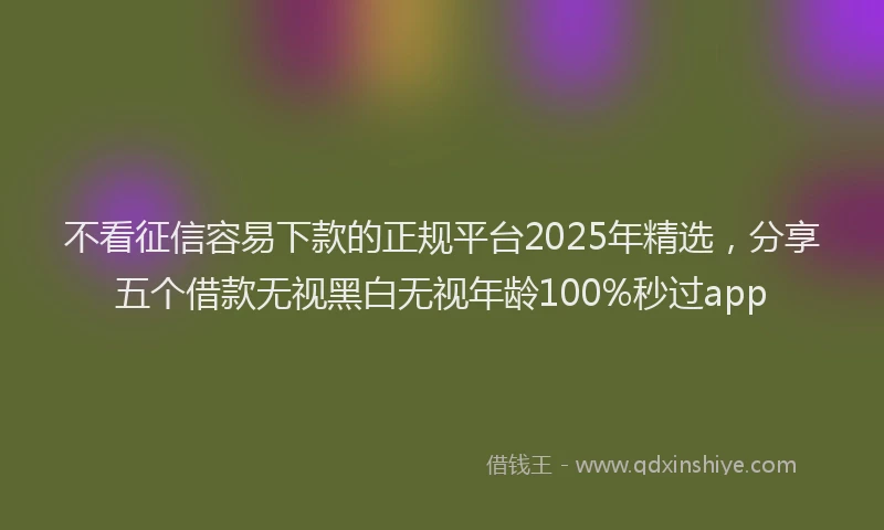 不看征信容易下款的正规平台2025年精选，分享五个借款无视黑白无视年龄100%秒过app