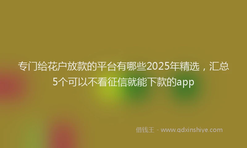 专门给花户放款的平台有哪些2025年精选，汇总5个可以不看征信就能下款的app