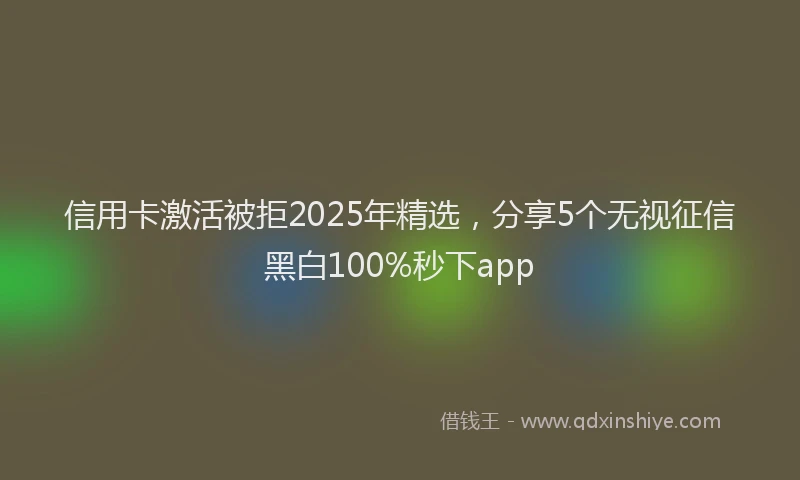 信用卡激活被拒2025年精选，分享5个无视征信黑白100%秒下app