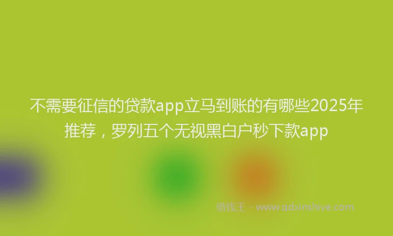 不需要征信的贷款app立马到账的有哪些2025年推荐，罗列五个无视黑白户秒下款app