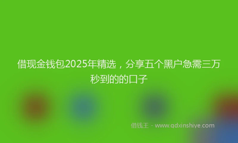 借现金钱包2025年精选，分享五个黑户急需三万秒到的的口子