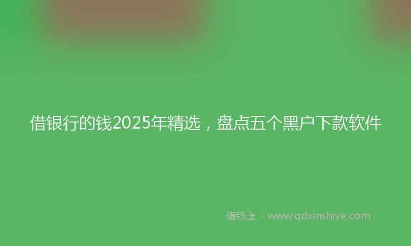 借银行的钱2025年精选，盘点五个黑户下款软件