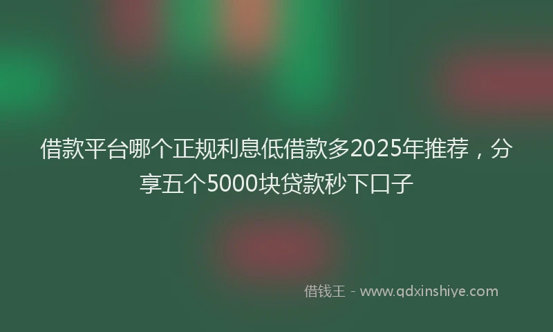借款平台哪个正规利息低借款多2025年推荐，分享五个5000块贷款秒下口子