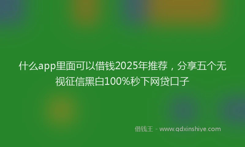 什么app里面可以借钱2025年推荐，分享五个无视征信黑白100%秒下网贷口子