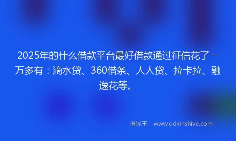 2025年的什么借款平台最好借款通过征信花了一万多有：滴水贷、360借条、人人贷、拉卡拉、融逸花等。
