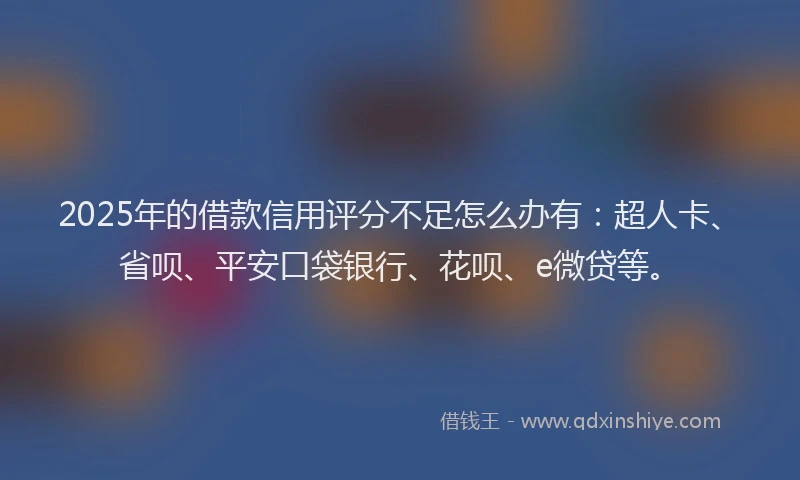 2025年的借款信用评分不足怎么办有：超人卡、省呗、平安口袋银行、花呗、e微贷等。