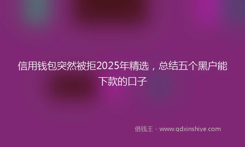 信用钱包突然被拒2025年精选，总结五个黑户能下款的口子
