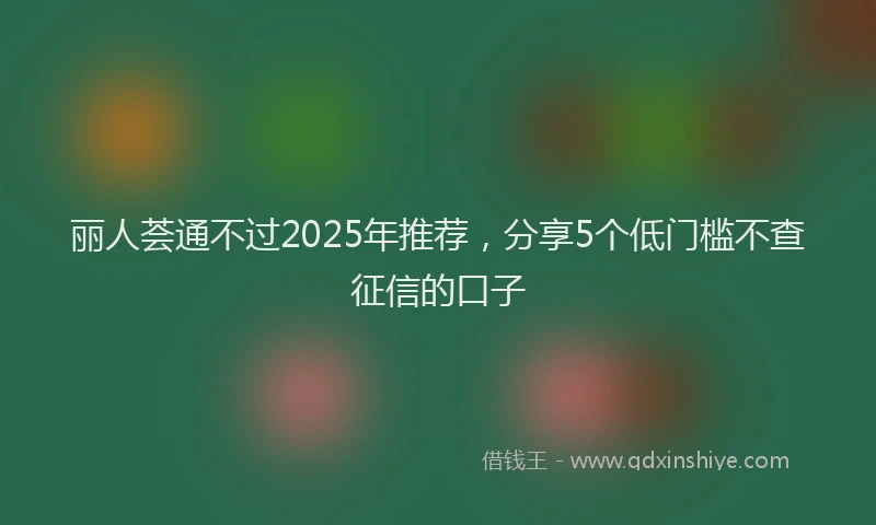 丽人荟通不过2025年推荐，分享5个低门槛不查征信的口子