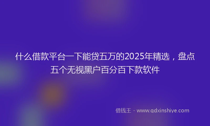 什么借款平台一下能贷五万的2025年精选，盘点五个无视黑户百分百下款软件