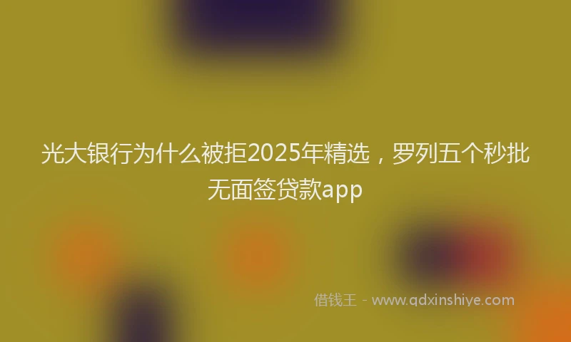 光大银行为什么被拒2025年精选，罗列五个秒批无面签贷款app