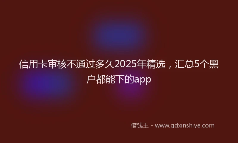信用卡审核不通过多久2025年精选，汇总5个黑户都能下的app